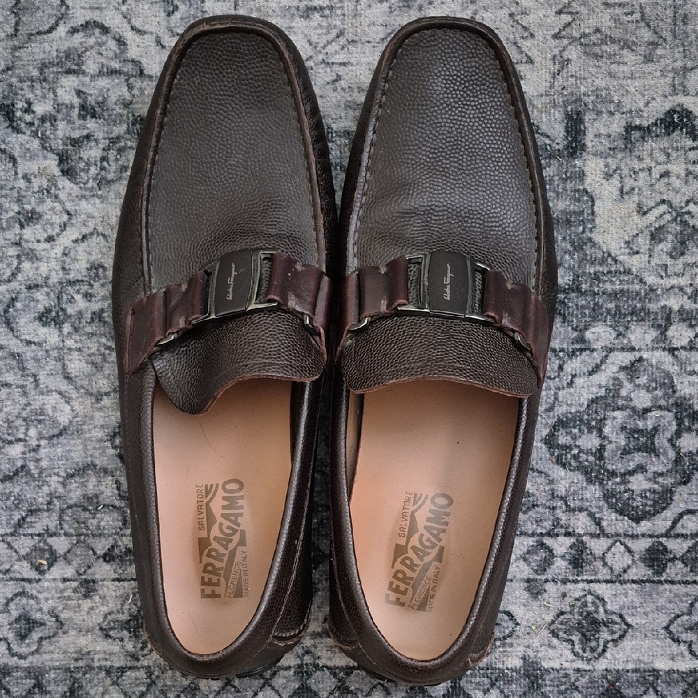 Salvatore Ferragamo Dark Brown Leather Loafers